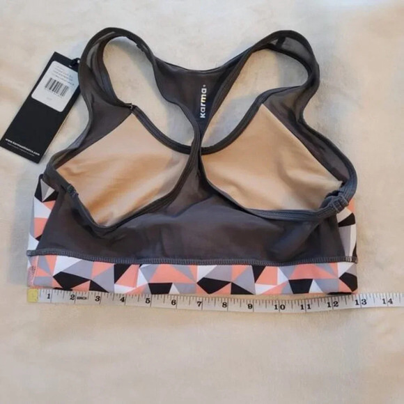 Karma Printed Steffi Bra - Geo Tri-Metric Coral - Size Small - Picture 6 of 7